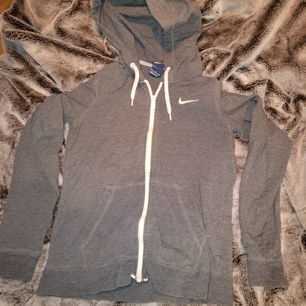 Nike Women's Gray Zip-Up Hoodie Size Medium
